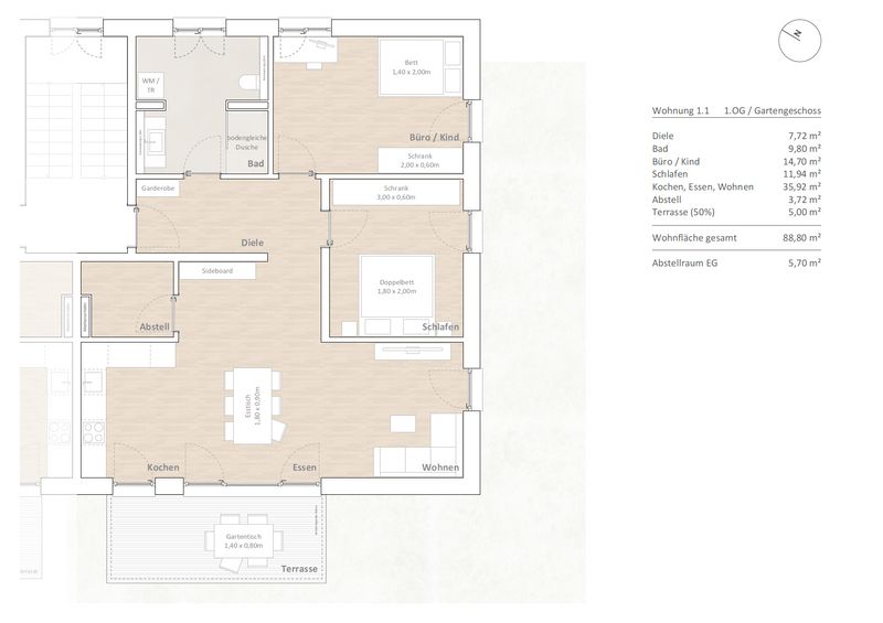 Stilvolle 3-Zimmer-Wohnung mit gehobener Innenausstattung und EBK